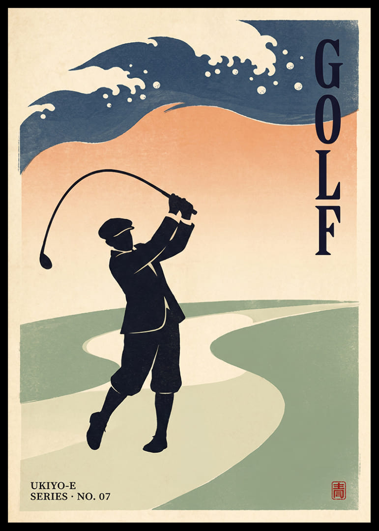 Vintage golf motif with a powerful swing and seaside feel.-12