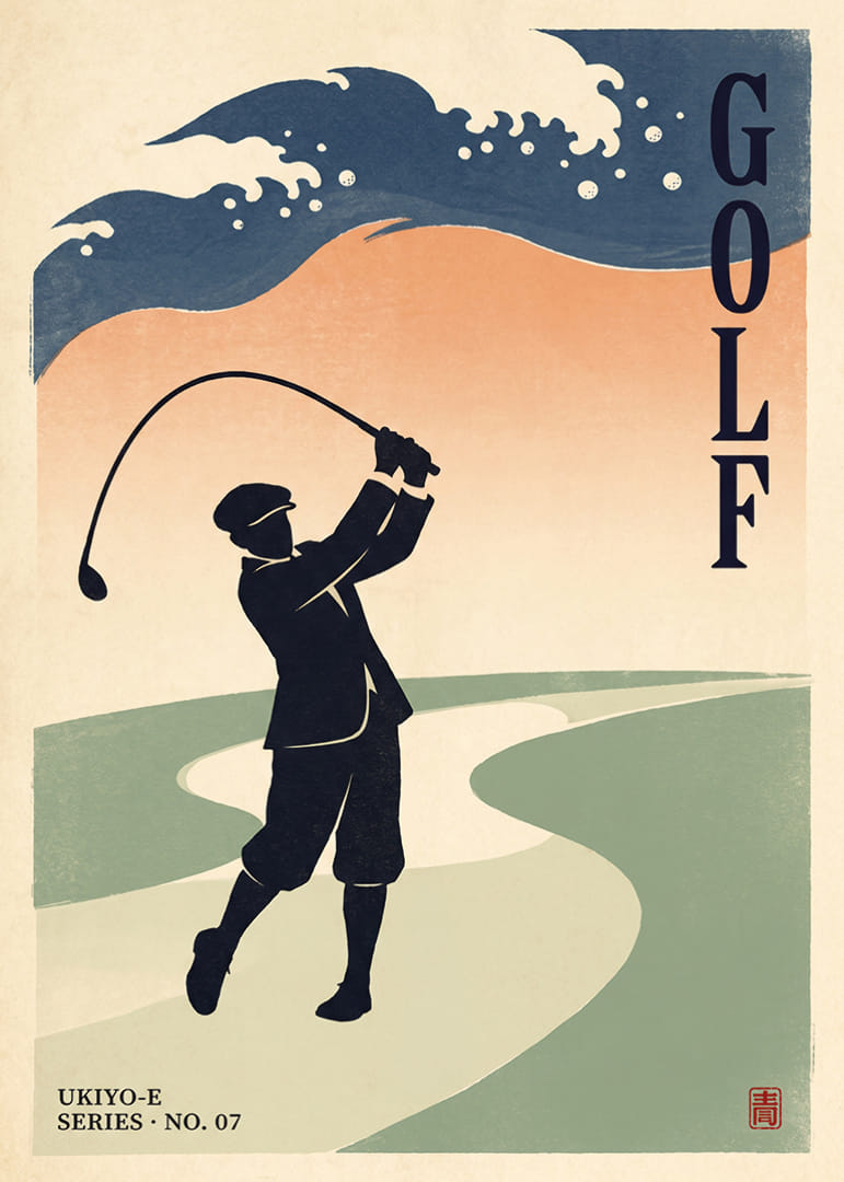 Vintage golf motif with a powerful swing and seaside feel.-12