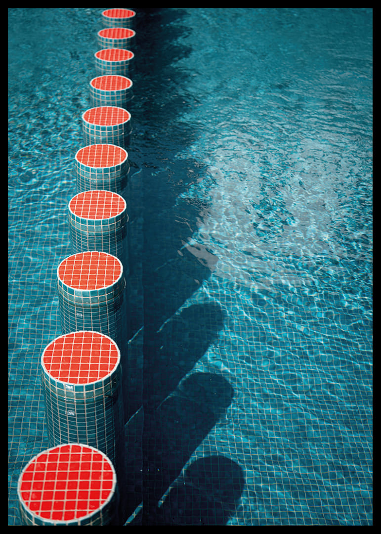Red and blue tones create rhythmic symmetry in the water.-12