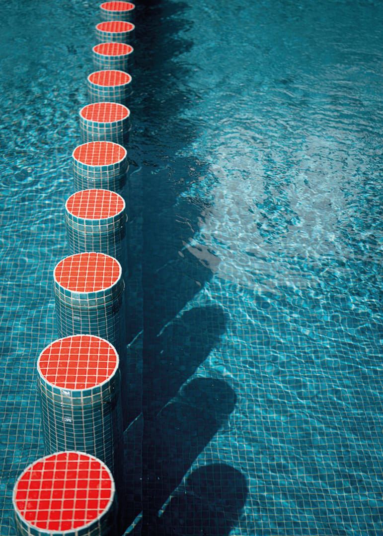 Red and blue tones create rhythmic symmetry in the water.-12