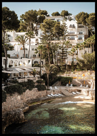 Charming Mediterranean architecture on the coast during sunset.-6