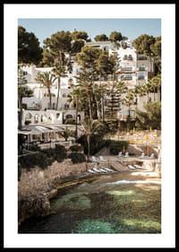 Charming Mediterranean architecture on the coast during sunset.-0