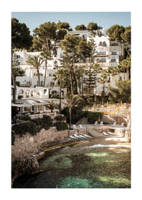 Charming Mediterranean architecture on the coast during sunset.-1