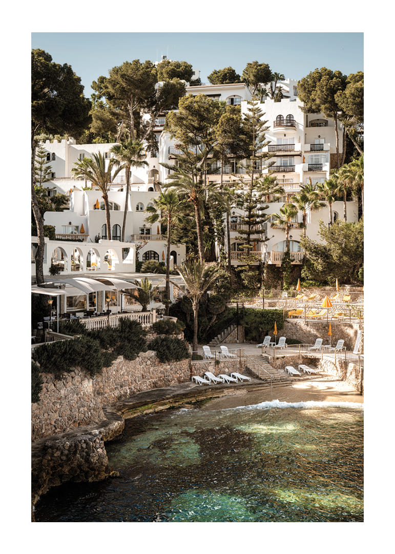 Charming Mediterranean architecture on the coast during sunset.-12