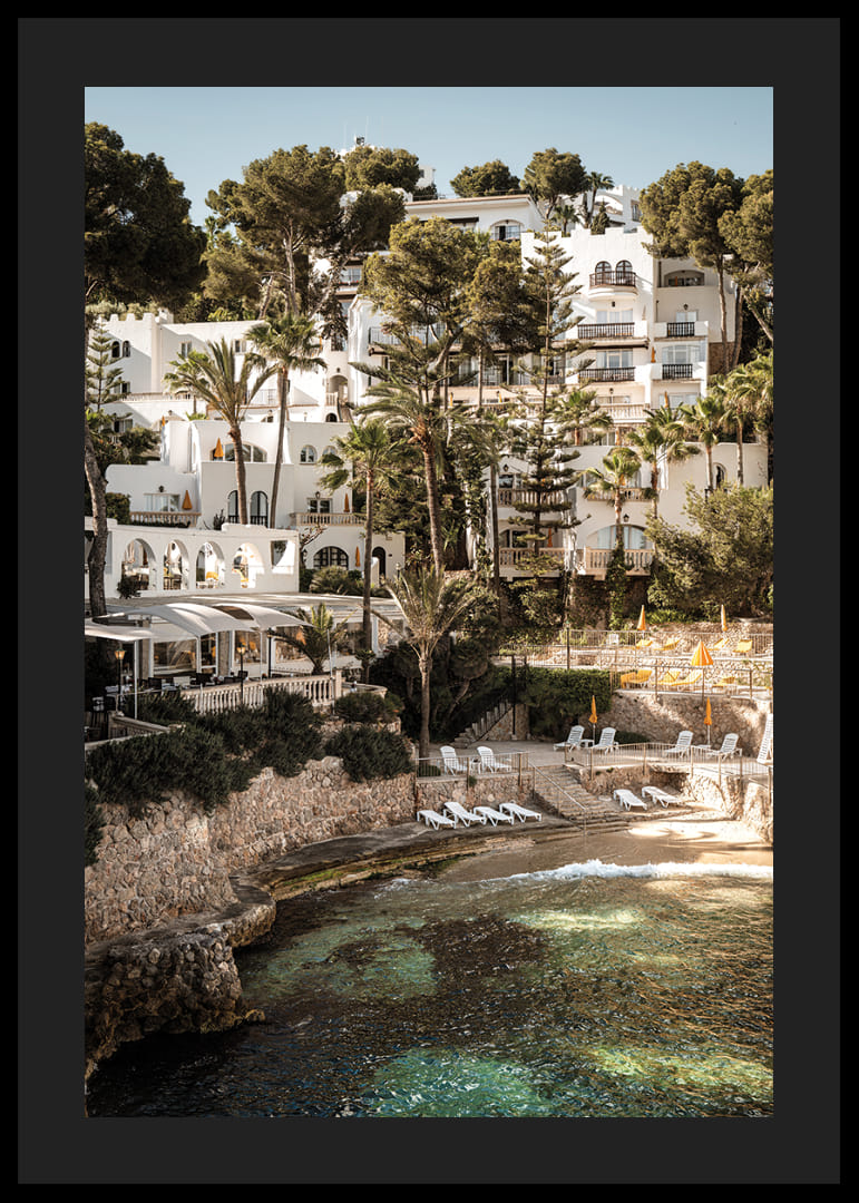 Charming Mediterranean architecture on the coast during sunset.-12