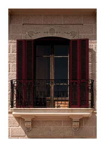 Poster Red Shutters And Iron Lace