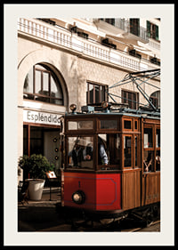 Charming tram in the golden glow of the evening sun.-2