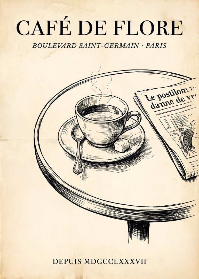 Elegant kaffeflärd från Paris charmiga boulevarder.-12