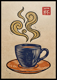 En ångande kopp kaffe i elegant konstnärlig stil.-6