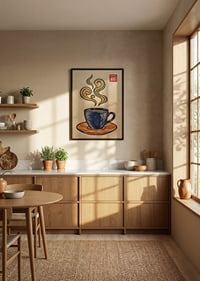 En ångande kopp kaffe i elegant konstnärlig stil.-8