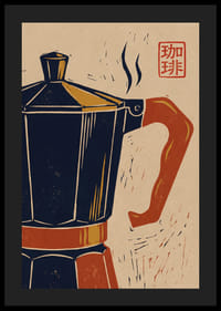 Charmerende plakat med en retro kaffekande og et asiatisk præg.-4