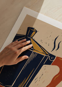 Charmerende plakat med en retro kaffekande og et asiatisk præg.-9