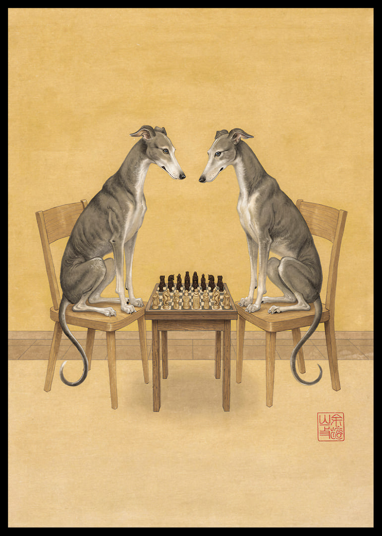 To greyhounds spiller skak i en kongelig duel.-12