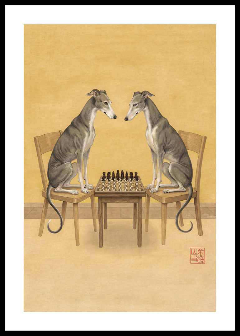 To greyhounds spiller skak i en kongelig duel.-12