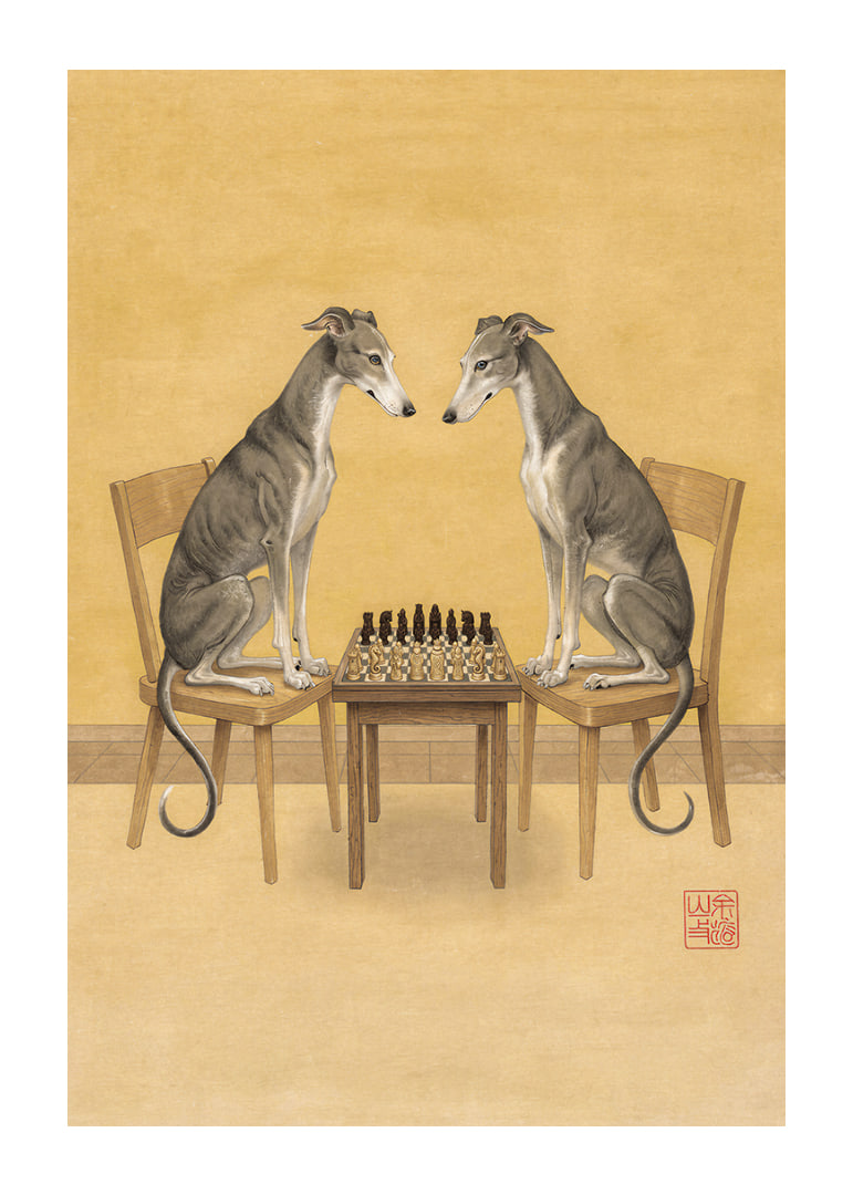 To greyhounds spiller skak i en kongelig duel.-12