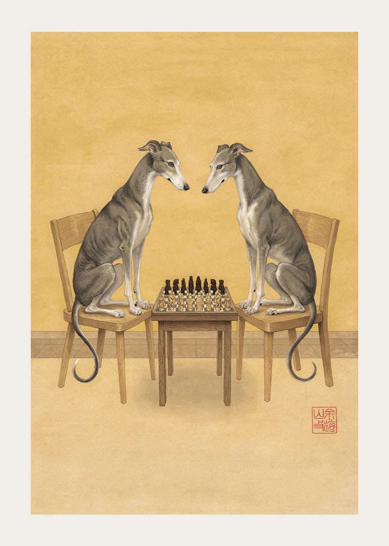 To greyhounds spiller skak i en kongelig duel.-12