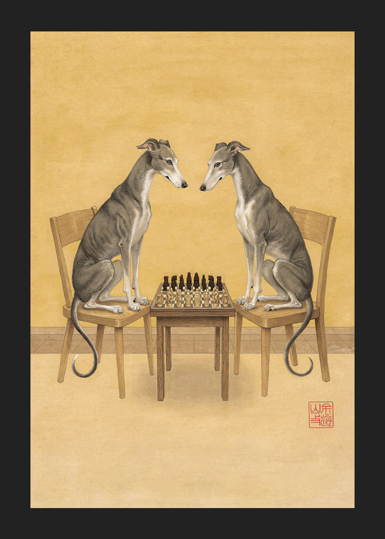 To greyhounds spiller skak i en kongelig duel.-12