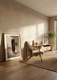 Elegant trappa med mjuk belysning och olivens lugn.-8