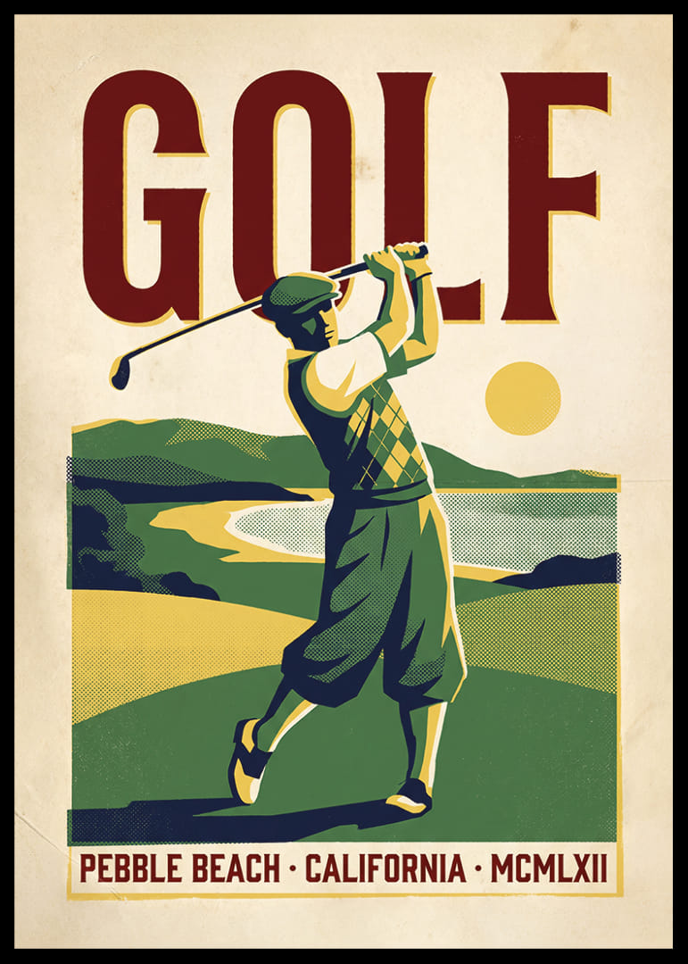 Golf nostalgia with sunset and classic style.-12