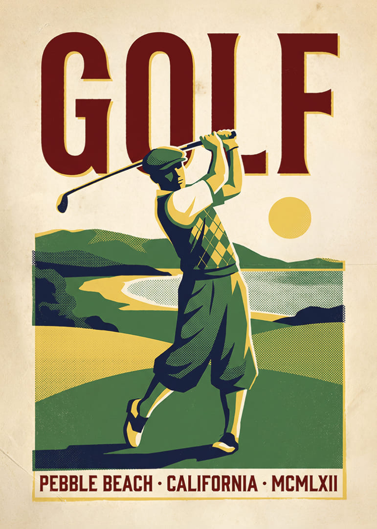 Golf nostalgia with sunset and classic style.-12