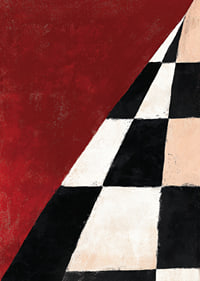 Dramatic checkerboard pattern meets intense red.-7