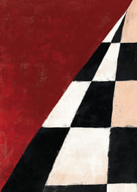 Dramatic checkerboard pattern meets intense red.-7