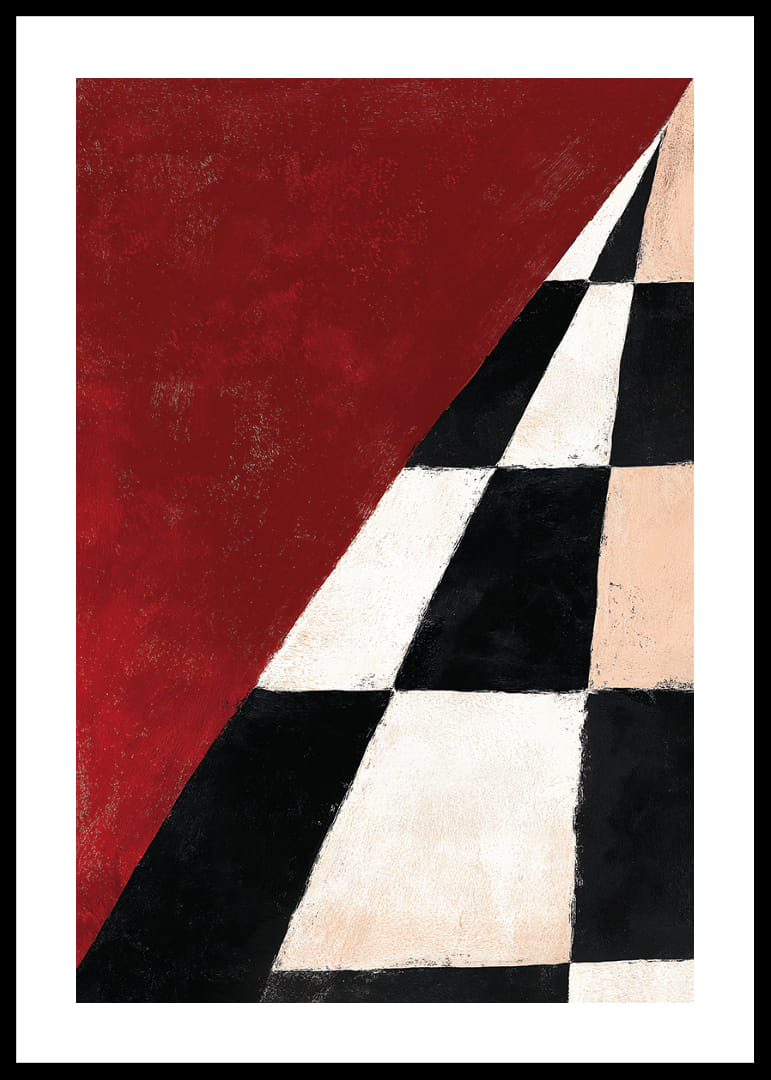 Dramatic checkerboard pattern meets intense red.-12