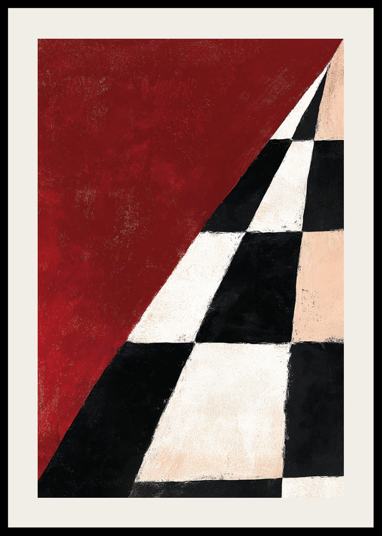 Dramatic checkerboard pattern meets intense red.-12
