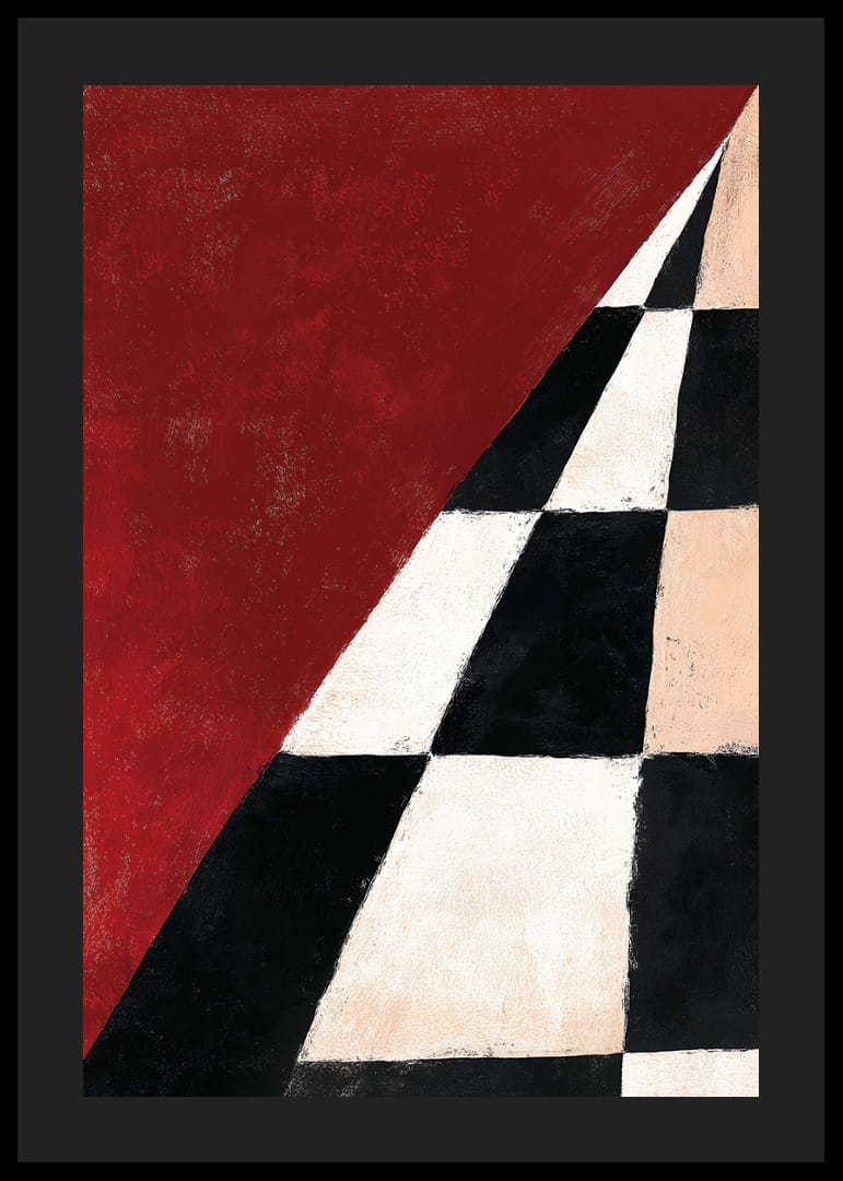 Dramatic checkerboard pattern meets intense red.-12