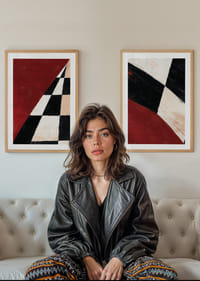 Dramatic checkerboard pattern meets intense red.-8