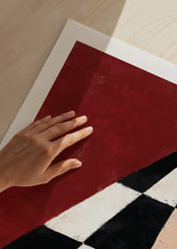 Dramatic checkerboard pattern meets intense red.-9
