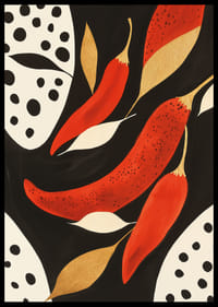 Bold chili peppers dance against an elegant backdrop.-6