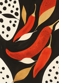 Bold chili peppers dance against an elegant backdrop.-7