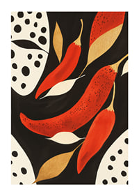 Bold chili peppers dance against an elegant backdrop.-1