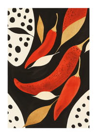 Bold chili peppers dance against an elegant backdrop.-1