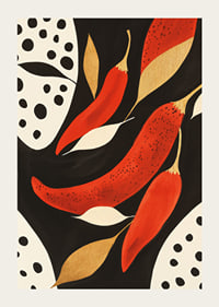 Bold chili peppers dance against an elegant backdrop.-3