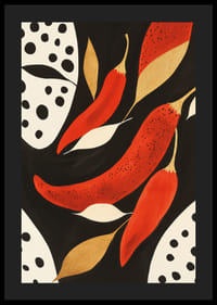 Bold chili peppers dance against an elegant backdrop.-4