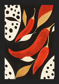 Bold chili peppers dance against an elegant backdrop.-5