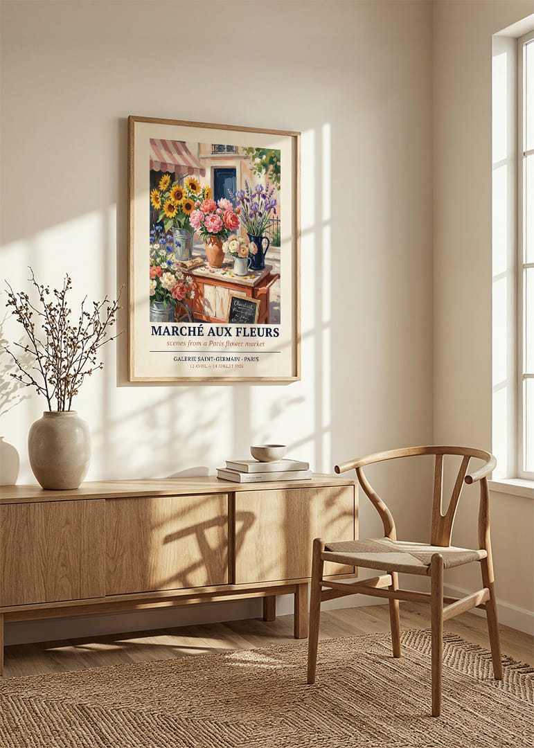Vibrant flowers create romance in Paris on this poster.-12