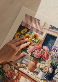 Vibrant flowers create romance in Paris on this poster.-3