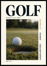 A golf ball rests near the hole in the golden grass.-0