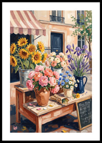 Charming floral arrangement in sunny urban landscape.-0