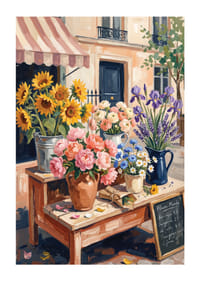 Charming floral arrangement in sunny urban landscape.-1