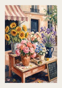 Charming floral arrangement in sunny urban landscape.-3