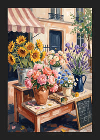 Charming floral arrangement in sunny urban landscape.-5