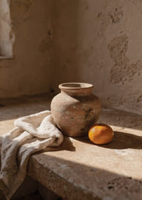 Rustic ceramics and citrus create a timeless atmosphere.-7