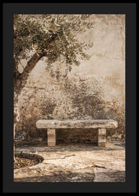 A timeless stone bench against an antique wall creates peaceful harmony.-4