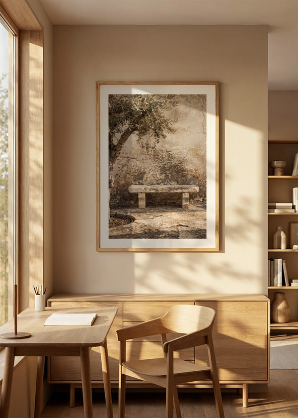 Poster Bench Under Olive Branches crossfade