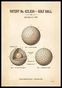Patented golf ball from 1899 with detailed design.-6