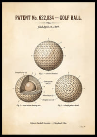 Minge de golf patentată din 1899 cu design detaliat.-6